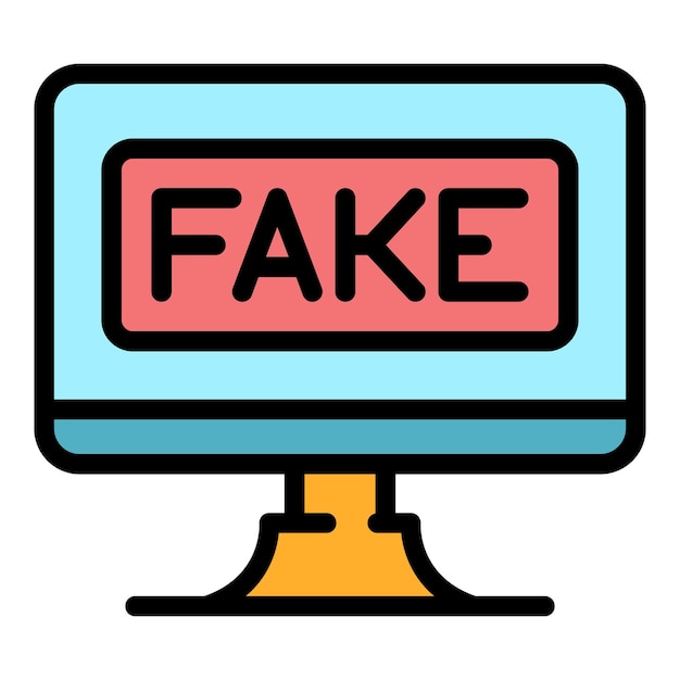 Vector fake computer news icon outline fake computer news vector icon color flat isolated