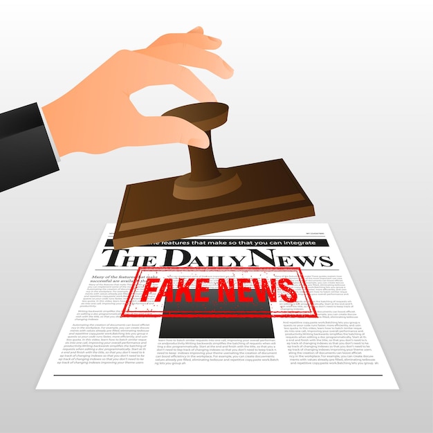 Fake news or fact scanning newspaper Fake data Vector illustration