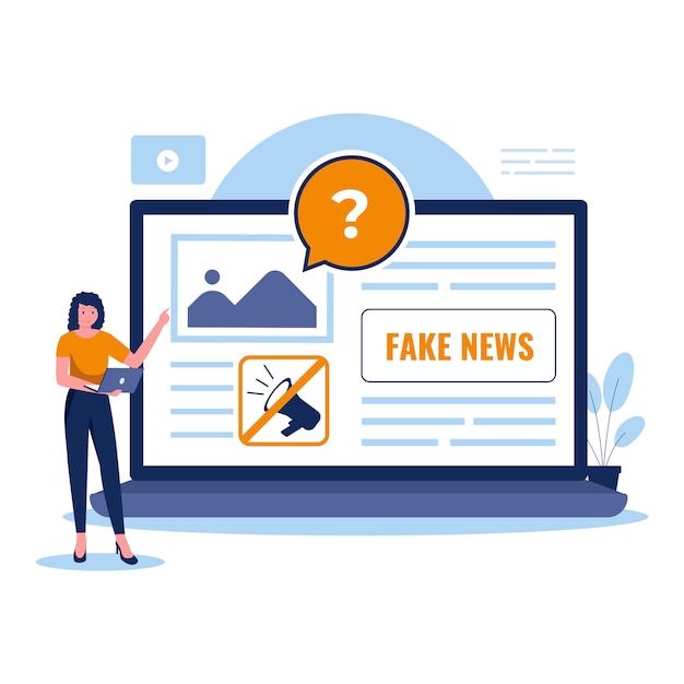 Fake news illustration concept Illustration for websites landing pages mobile applications posters and banners Trendy flat vector illustration