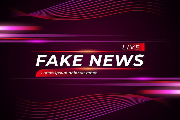 Fake news live over curvy violet background