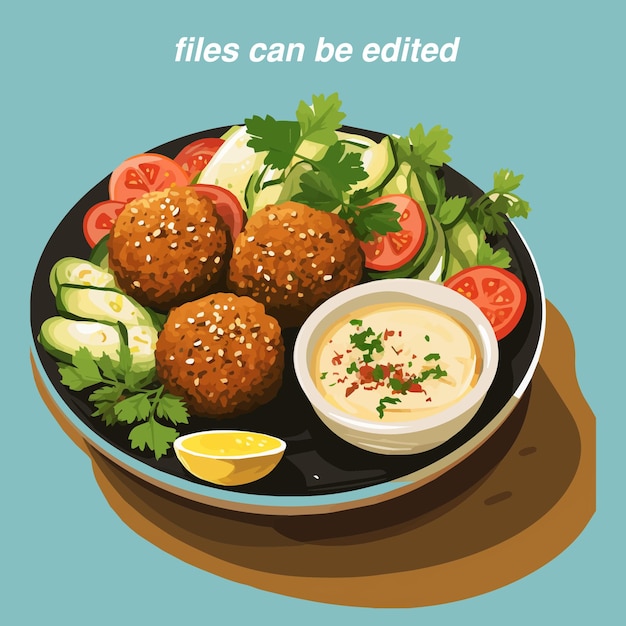 Vector falafel bowl vector illustration