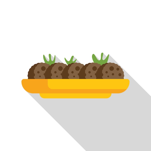 Vector falafel is lying on a yellow plate with herbs