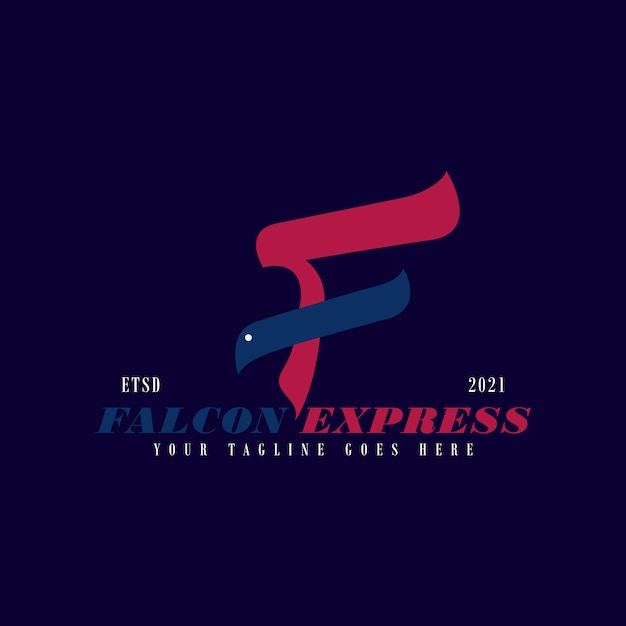 Falcon bird express logo design template