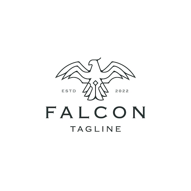 Falcon line logo icon design template flat vector