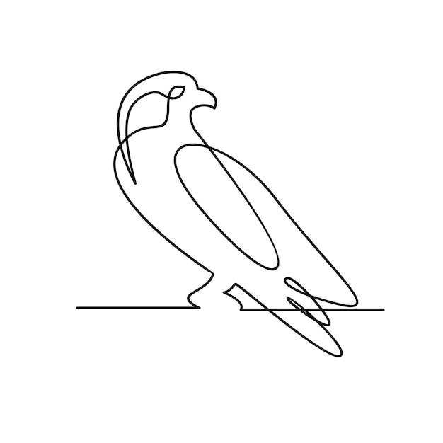 Falcon single line logo icon design illustration