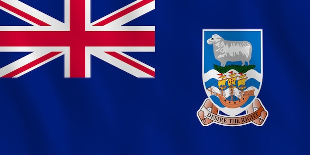 Falkland Islands flag with waving effect, official proportion.