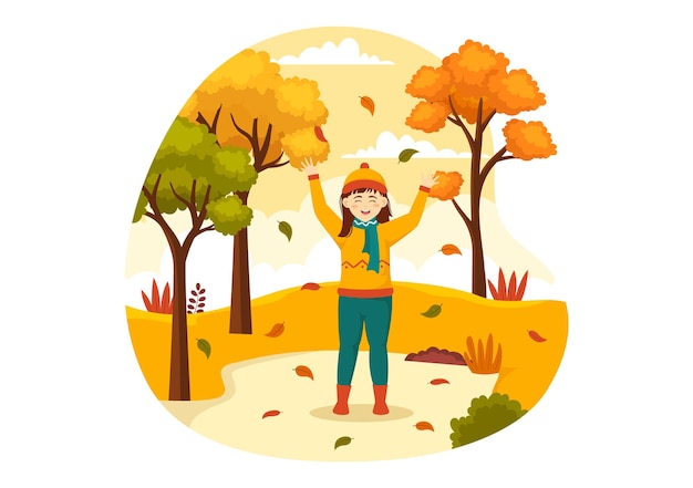 Fall Activity Vector Illustration with Activities in the Autumn City Park Templates