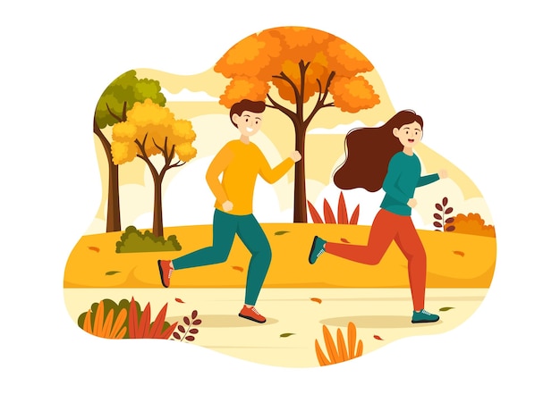 Fall Activity Vector Illustration with Activities in the Autumn City Park Templates