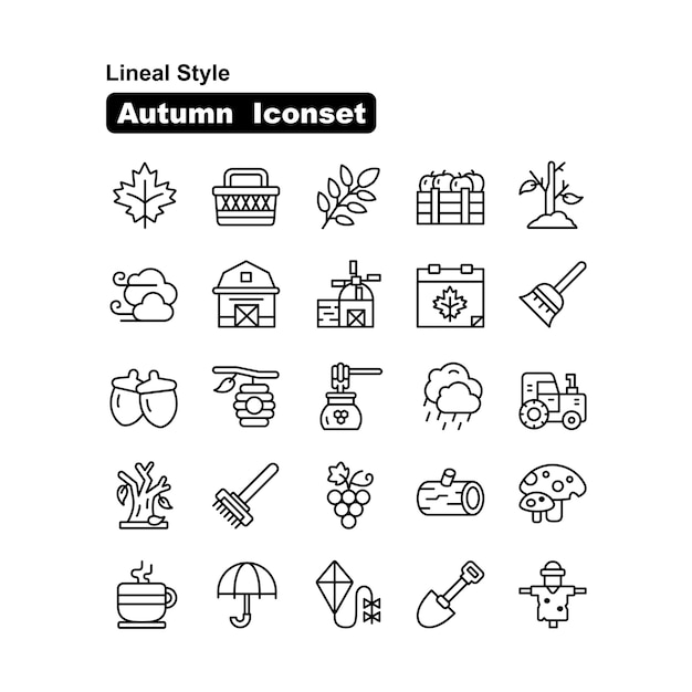 Fall & Autum Icons Collection Lineal Style