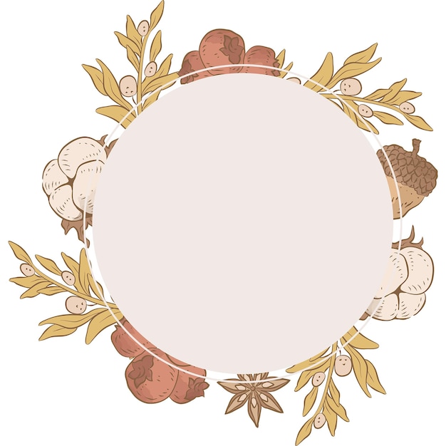 Fall Autumn Wreath Photo Frame Border Illustration