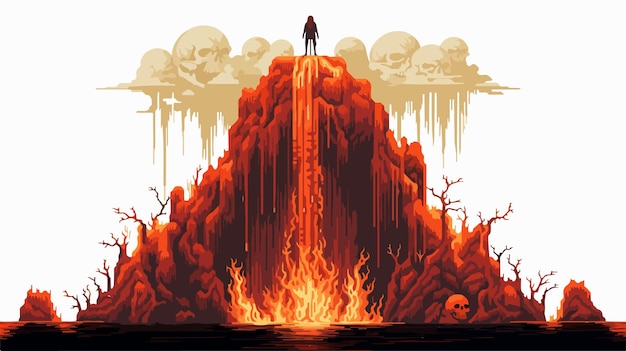 Vector fall to hell cartoon vector pixel art isolated