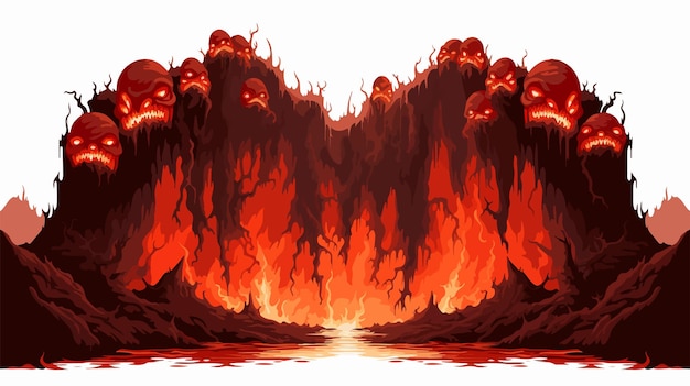 Vector fall to hell cartoon vector pixel art isolated