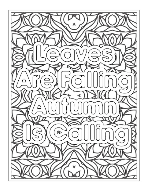 Fall Quotes Coloring Page For Adult Coloring Book