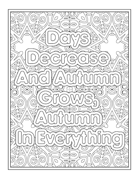 Fall Quotes Coloring Page For Adult Coloring Book