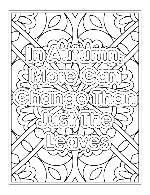 Fall Quotes Coloring Page For Adult Coloring Book