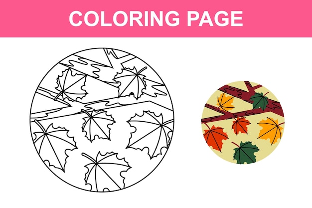 Fall season and autumn holiday coloring page for kids activity