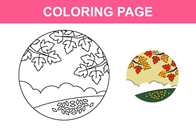 Fall season and autumn holiday coloring page for kids activity