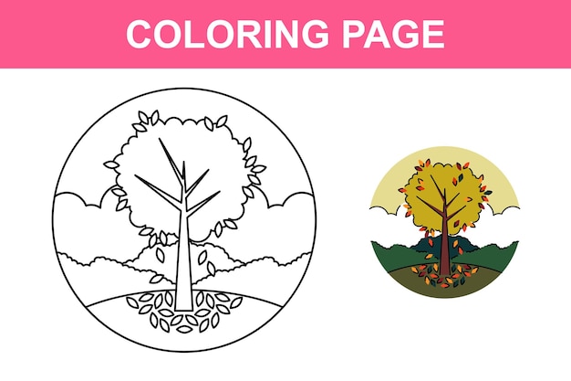 Fall season and autumn holiday coloring page for kids activity