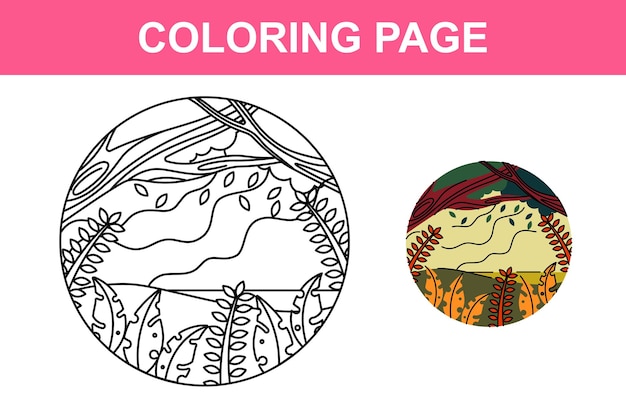 Fall season and autumn holiday coloring page for kids activity