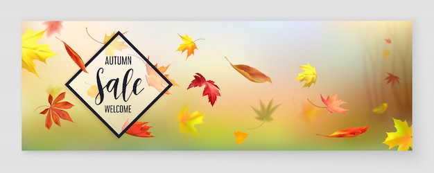 Vector fall season sale horizontal banner