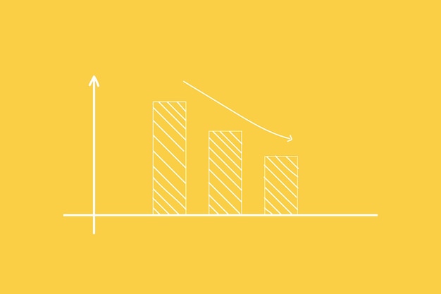 Fall vector diagram with arrow falling down Success business symbol Business Crisis and Bankruptcy Concept