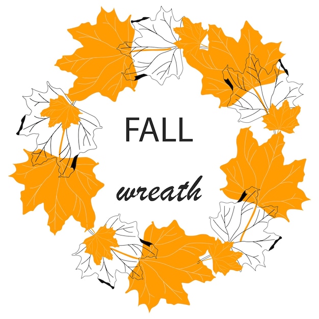 Fall vector wreath illustration design. Nature thanksgiving concept. Autumn celebration banner. Holiday backdrop. Natural elements.