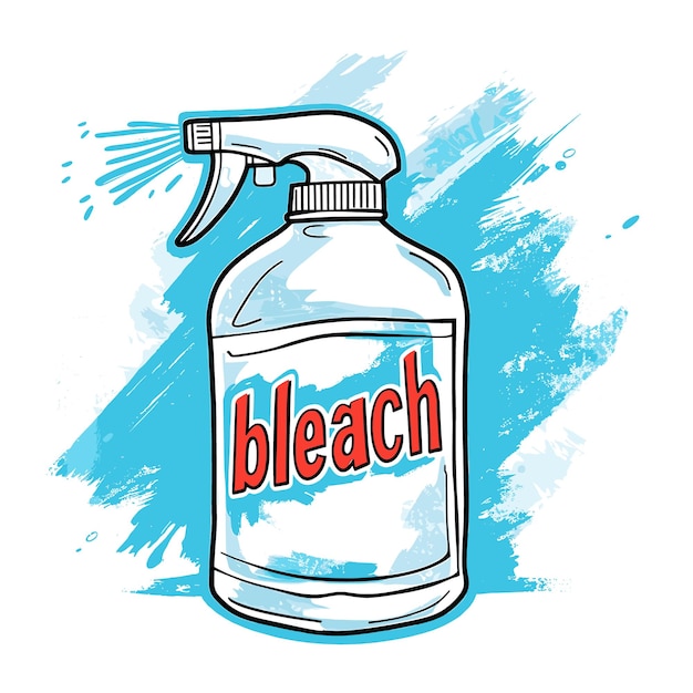 Vector falling bleach bottle on white background vector illustration