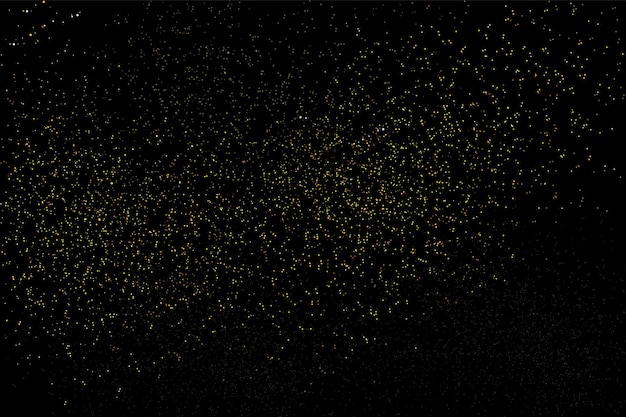 Falling glitter gold particles sparkles. Golden sparkling magical dust. Light effect on a black transparent background. Sparks and stars shine with special light. Vector