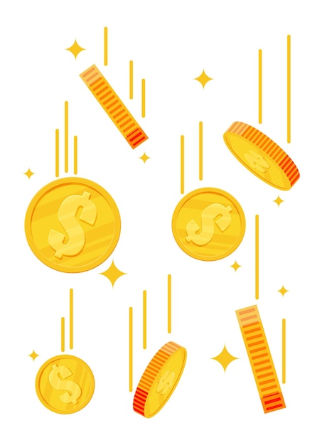 Vector falling gold coins money rain