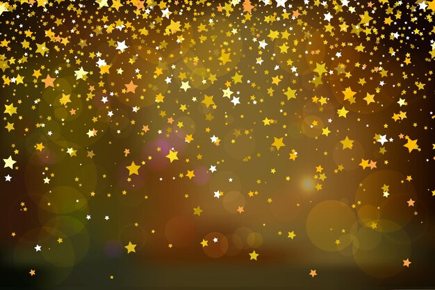 Vector falling golden stars on dark background golden stars confetti christmas new year celebration holiday background