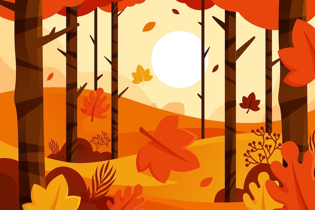 Falling leaves autumn background