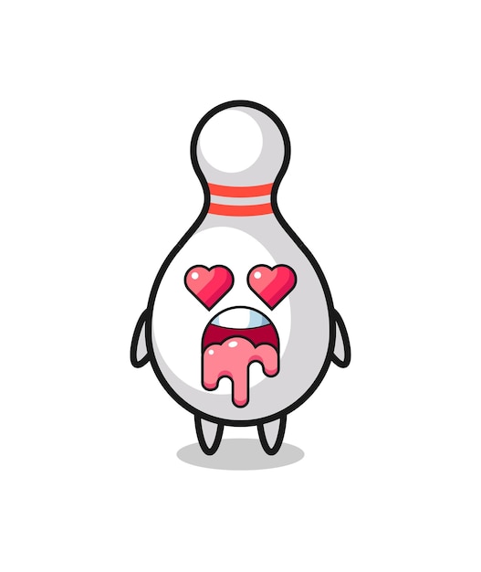 The falling in love expression of a cute bowling pin with heart shaped eyes