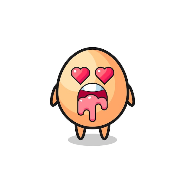 The falling in love expression of a cute egg with heart shaped eyes