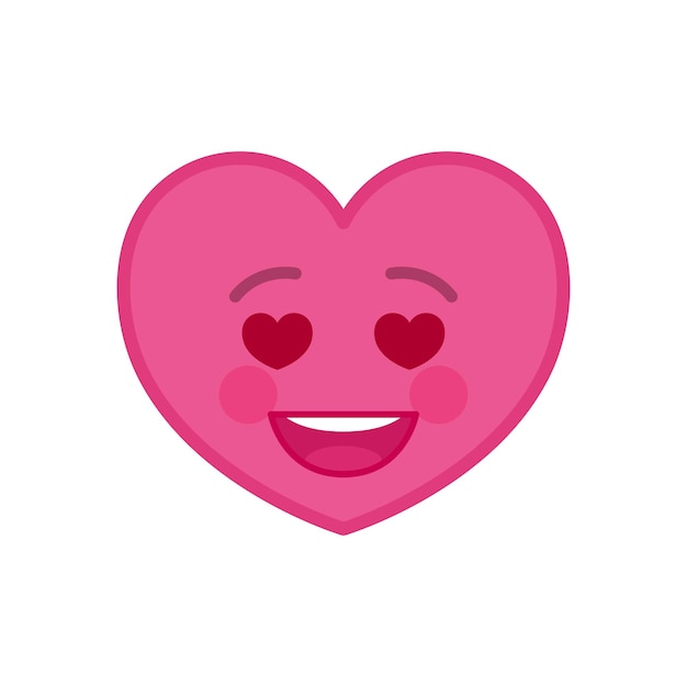 Vector falling in love heart shaped funny emoticon icon