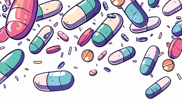 Vector falling pills vector illustration