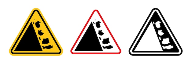 Vector falling rocks or debris warning road sign