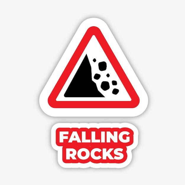 falling rocks Traffic sign editable modern vector icon and text effect design