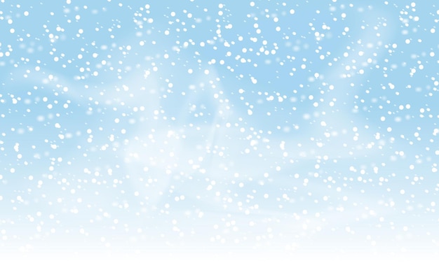 Falling snow background. Vector illustration with snowflakes. Winter snowing sky. Eps 10.