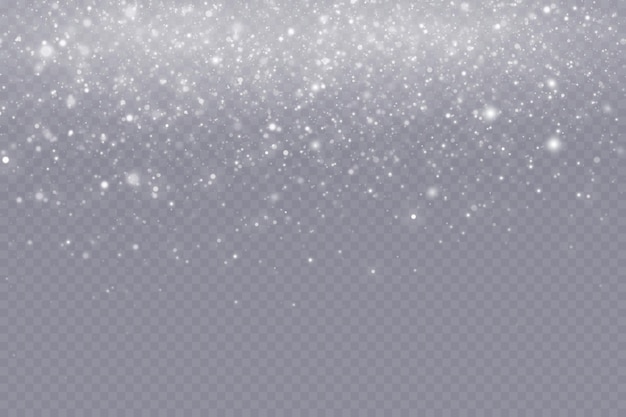 Falling snow.Christmas background.Snow blizzard.Transparent background.Light effect