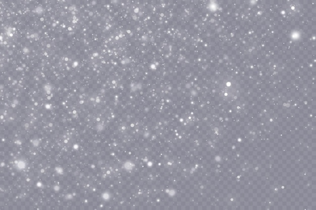 Falling snow.Christmas background.Snow blizzard.Transparent background.Light effect