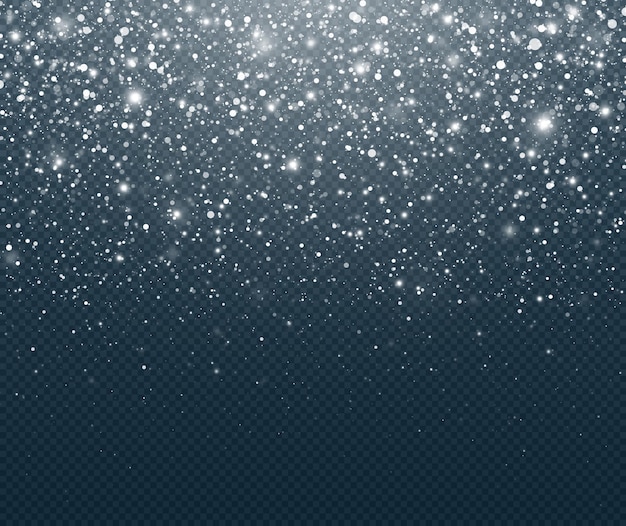 Falling snow twinkle on transparent background.