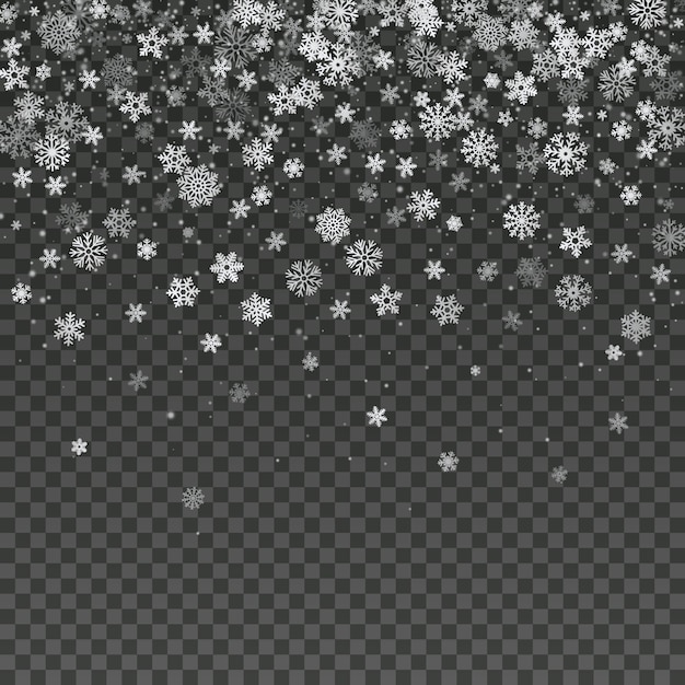 Falling snowflake isolated vector winter decoration wallpaper. Magic christmas snowstorm background. Snowfall transparent wintertime illustration