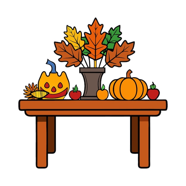 Vector fallthemed table clipart vector illustration for thanksgiving designs