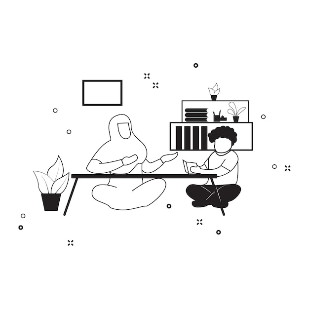 Vector family activity outline illustration