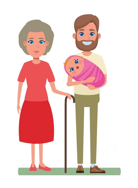 Family avatar cartoon character portrait