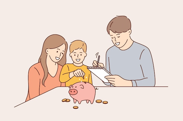 Family budget and saving money concept.