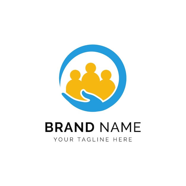 Family care logo design template with hand care vector icon illustration