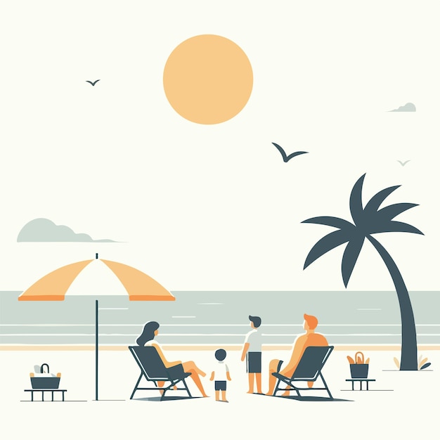 The family character is relaxing with a simple flat design style