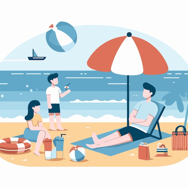 The family character is relaxing with a simple flat design style