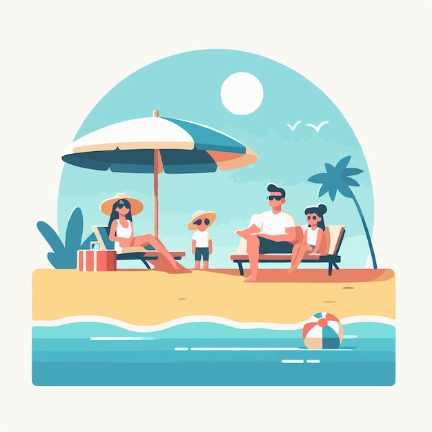 The family character is relaxing with a simple flat design style